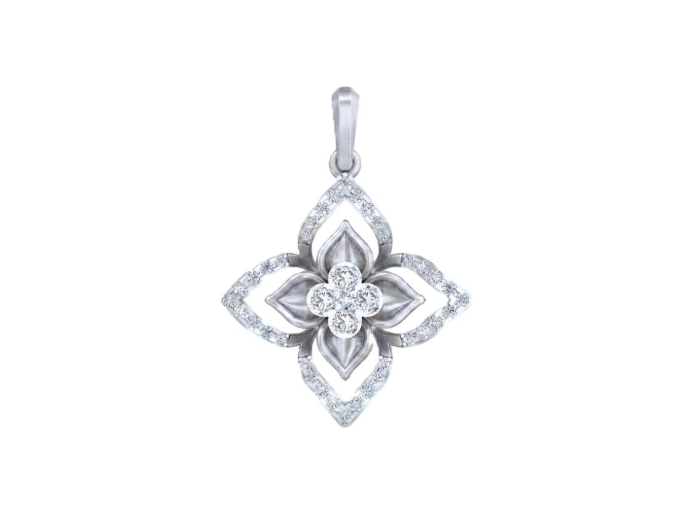 Gold & Diamond Floral Pendant Set KRC40707