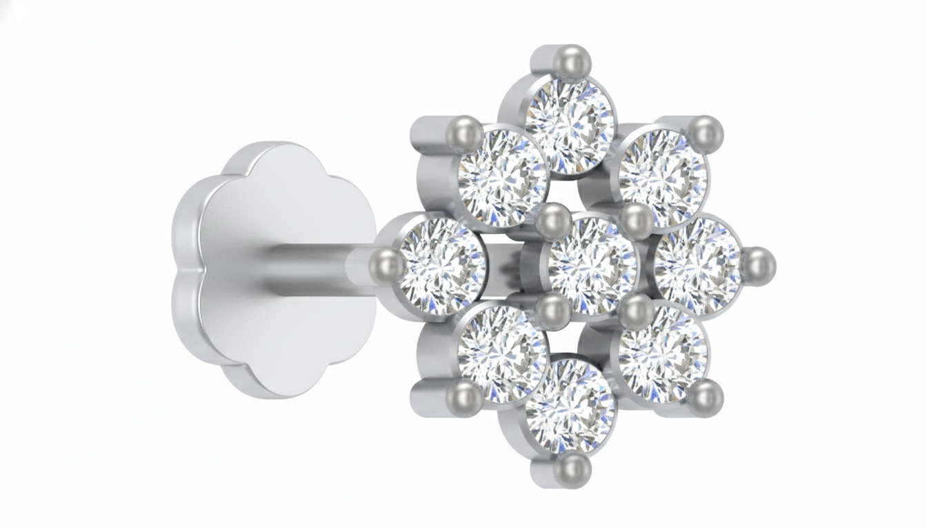 Gold & Diamond Stud Nose Pin KRC80160