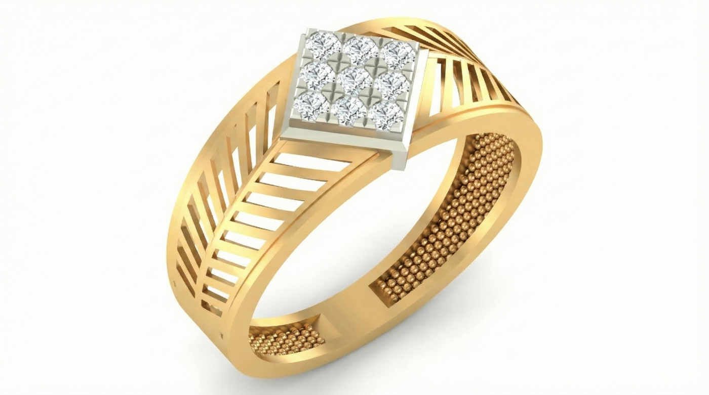 Gold & Diamond Engagement Ring For Men KRB20099