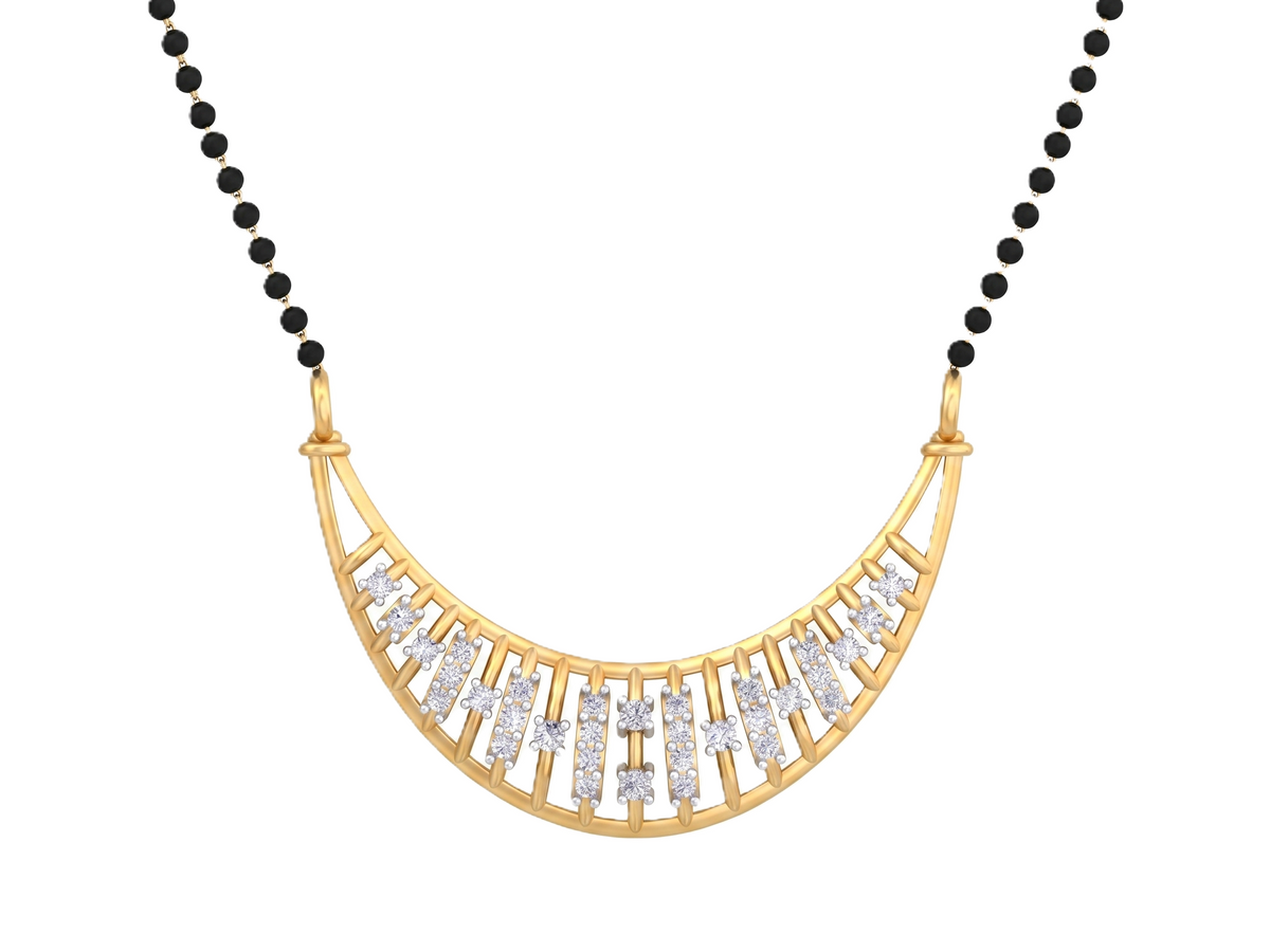 Gold & Diamond Beaded Mangalsutra For Women KRB50045
