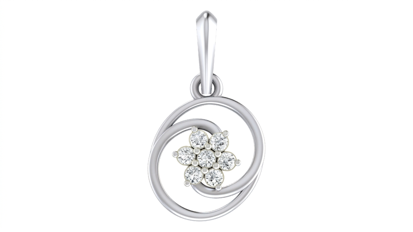 Gold & Diamond Floral Pendant Set KRC40587