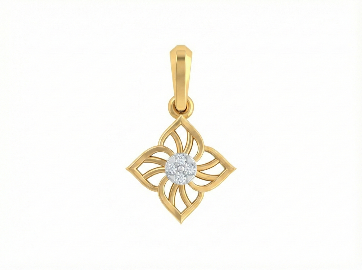 18K Gold & Diamond Floral Pendant Set KSK109