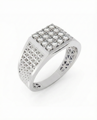 18K Gold & Diamond Square Ring For Men KRC60259