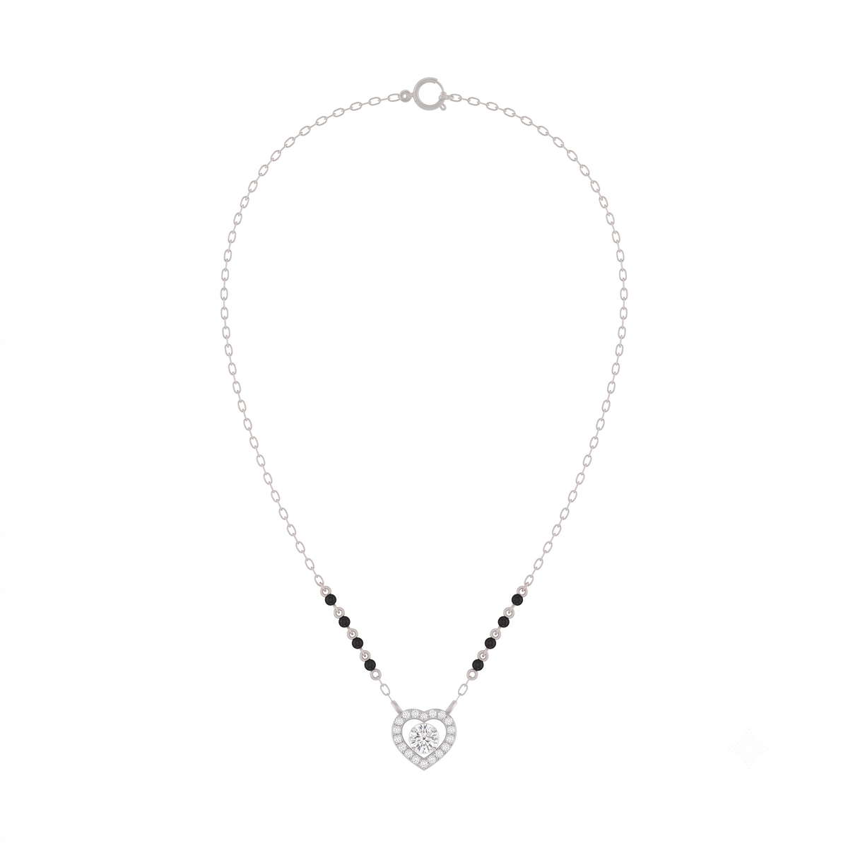 A luxurious gold and diamond  mangalsutra with a prominent central diamond surrounded by smaller diamonds and a gold chain.