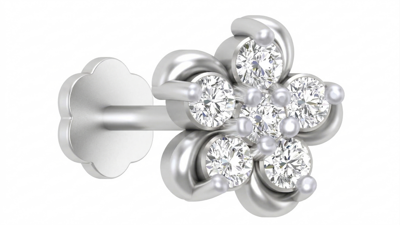 Gold & Diamond Stud Nose Pin KRC80151
