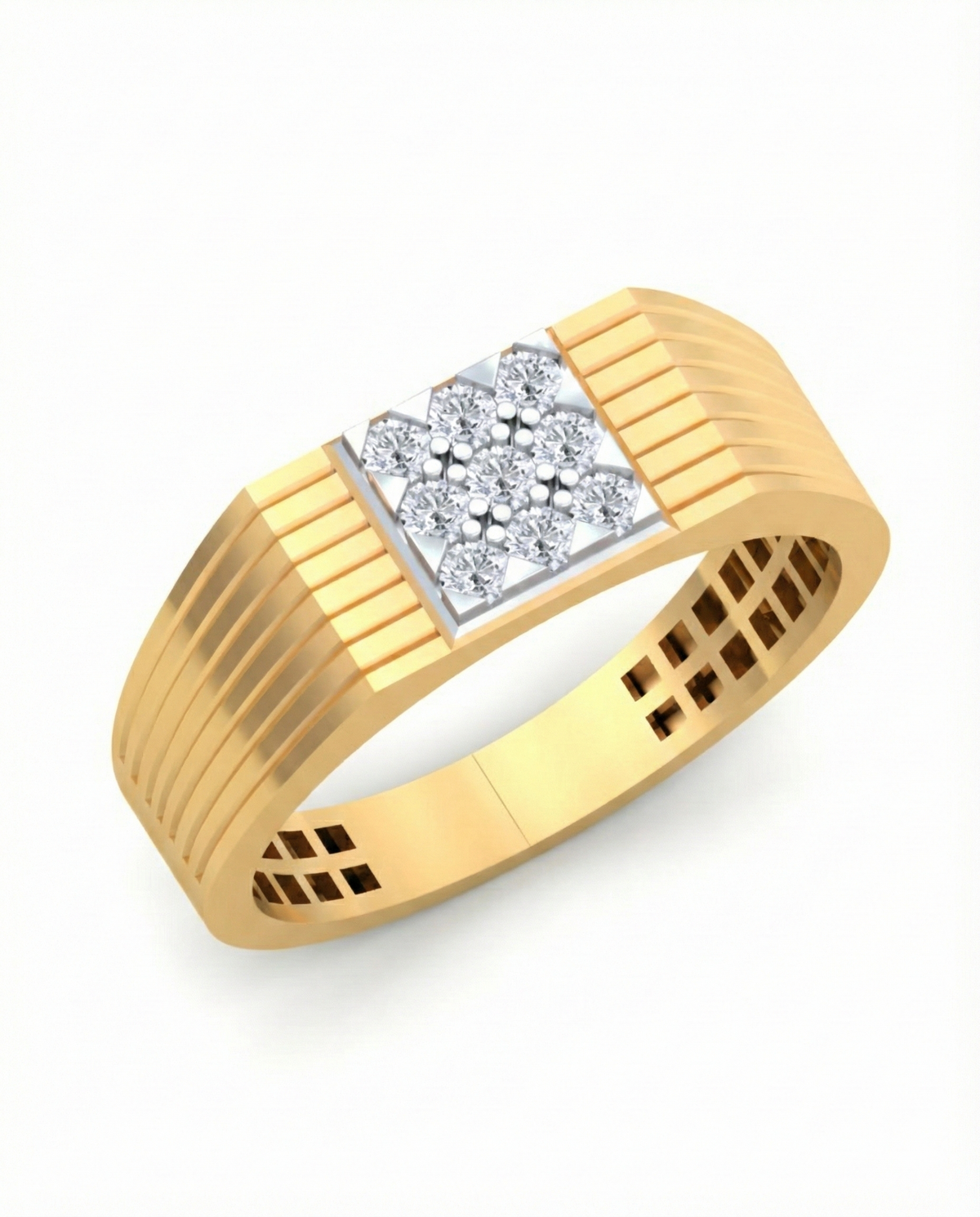 18K Gold & Diamond Band Ring For Men KRB60152