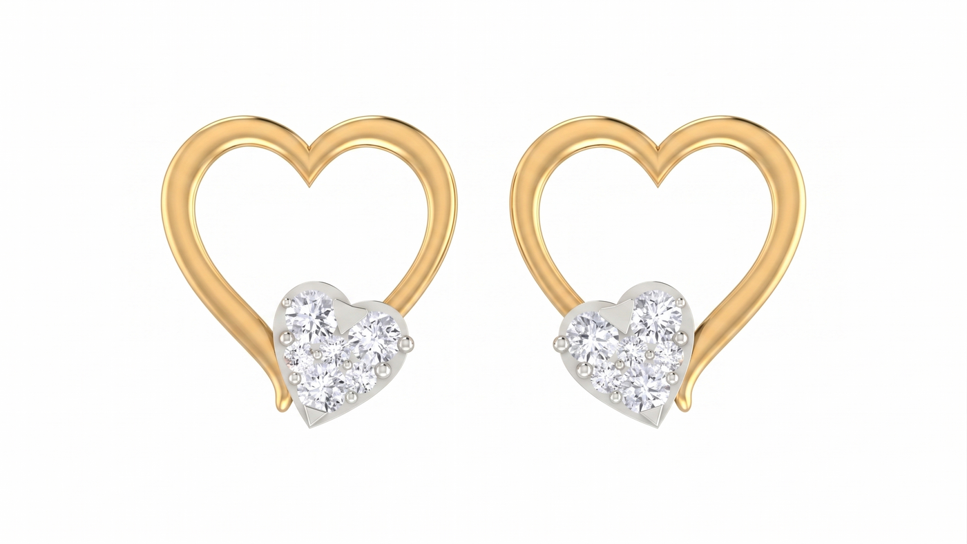 Gold & Diamond Women Heart-Shaped Earring KRC40579E