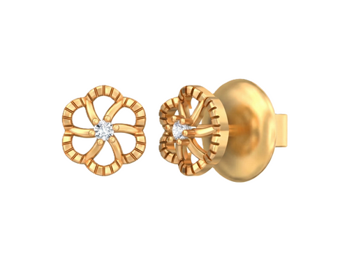 Gold & Diamond Solitaire Women Earring KRC30175
