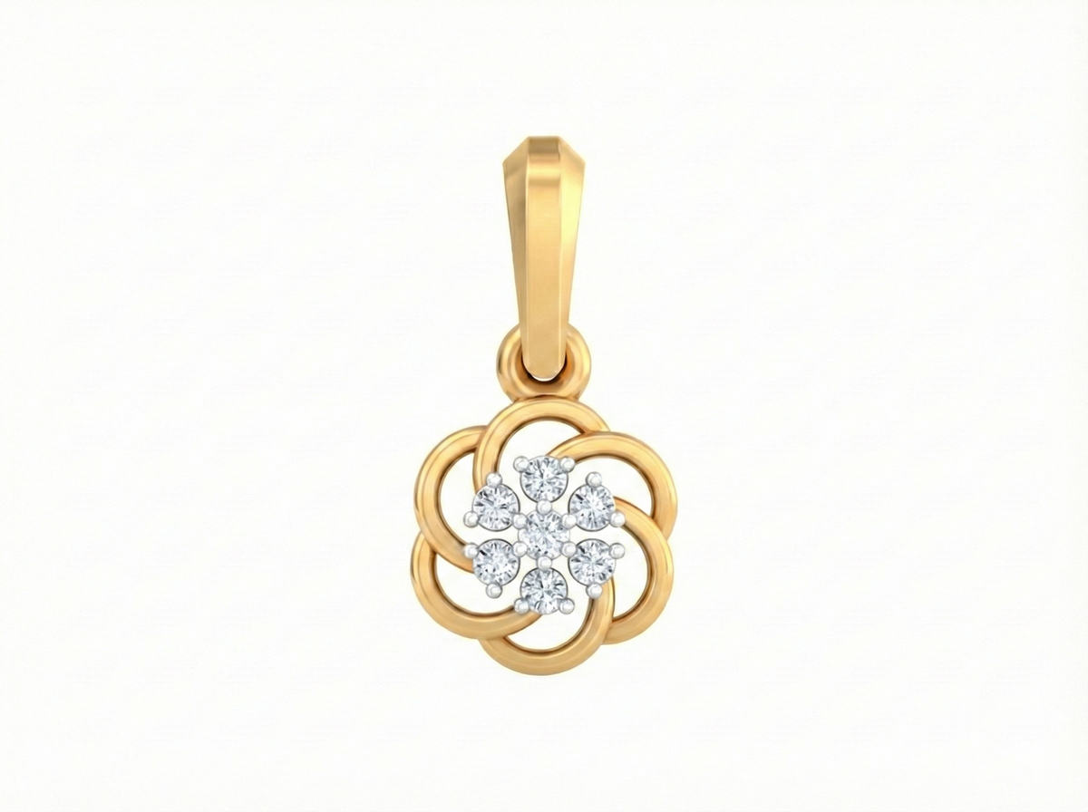 18K Gold & Diamond Floral Pendant KSK114