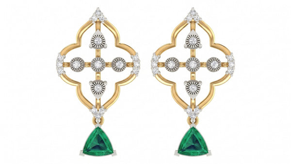 Gold & Diamond Women Emerald Gemstone Earring KRC60024E