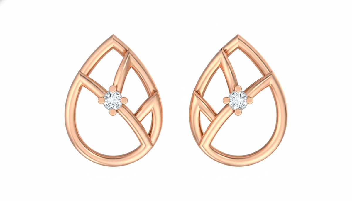 18K Gold & Diamond Women Stud Earring KER-33