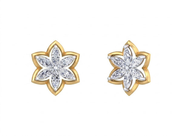 Gold & Diamond Floral Women Stud Earring KRC30447