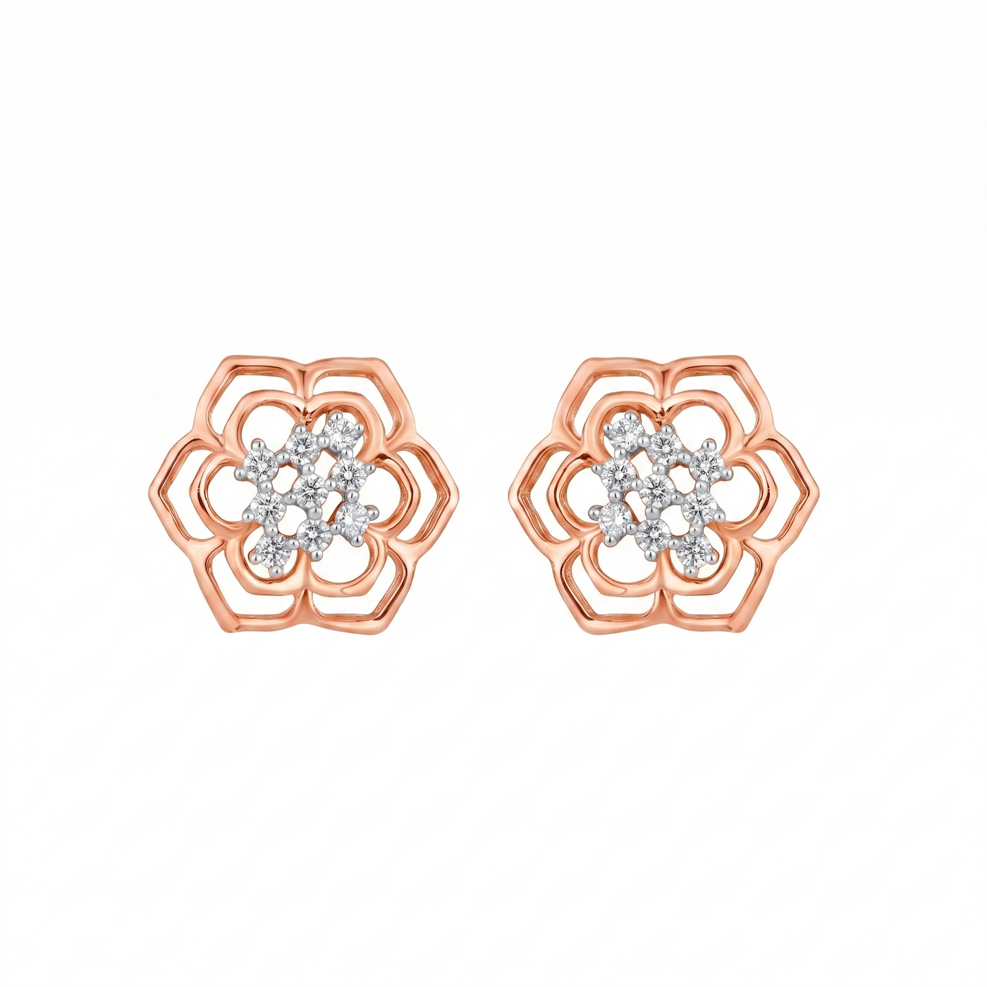 Gold & Diamond Stud Floral Women Earring ES8732MYD0010