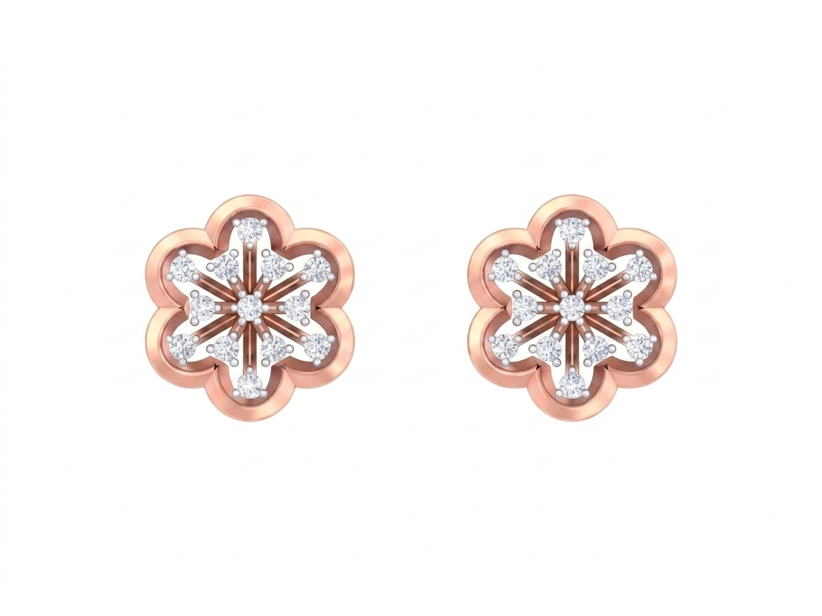 Rose Gold Diamond Earring | under 40k 