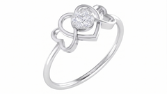 Gold & Diamond Heart-Shaped Ring For Women KRC10307