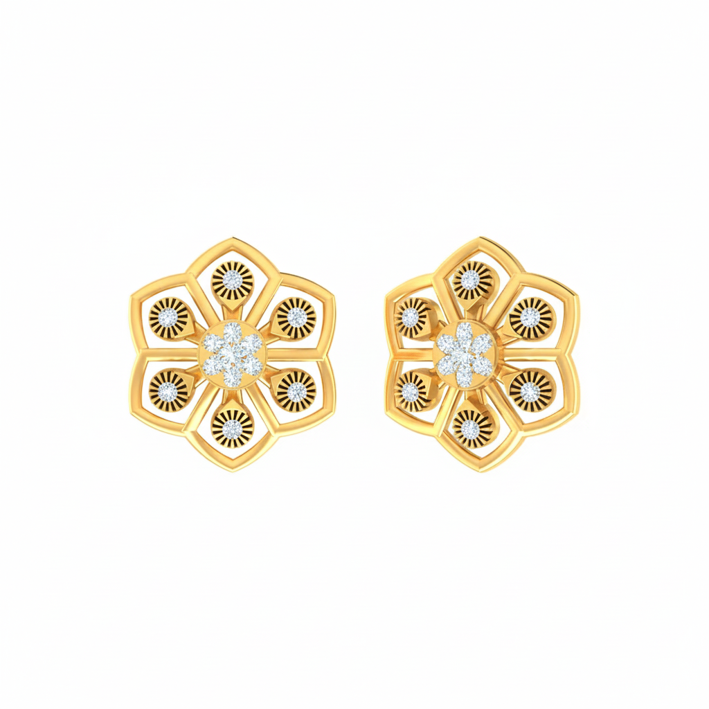 18K Gold & Diamond Women Earring KER-204