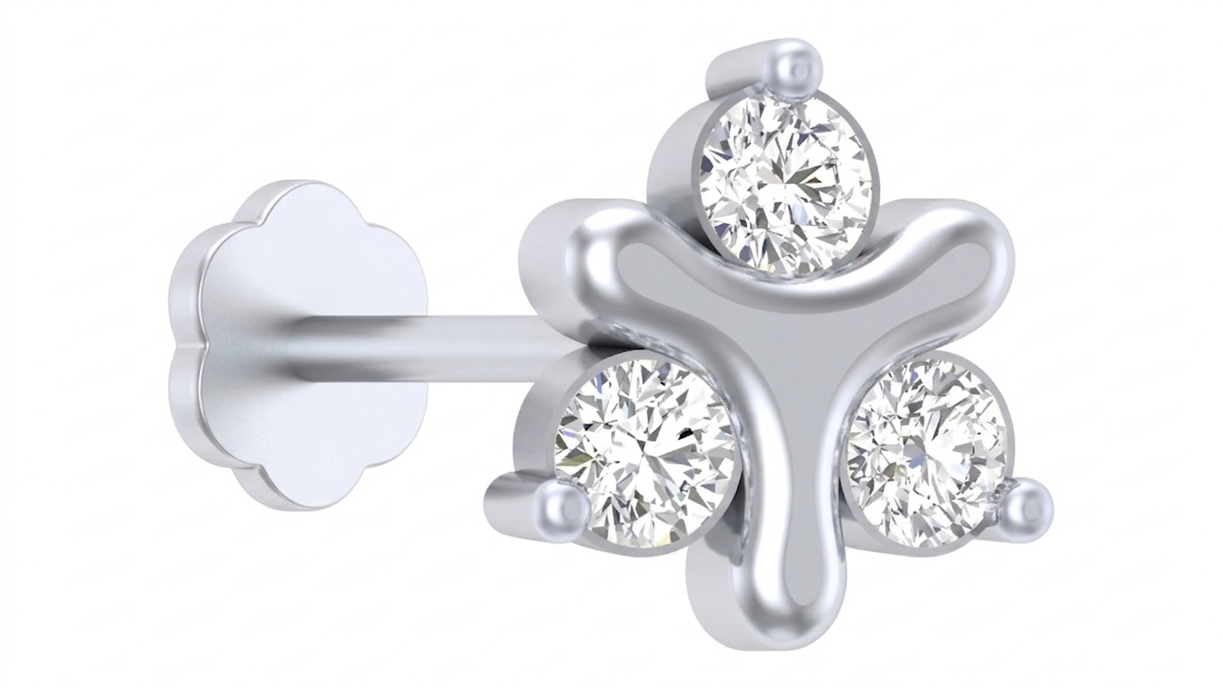 Gold & Diamond Stud Nose Pin KRC80163