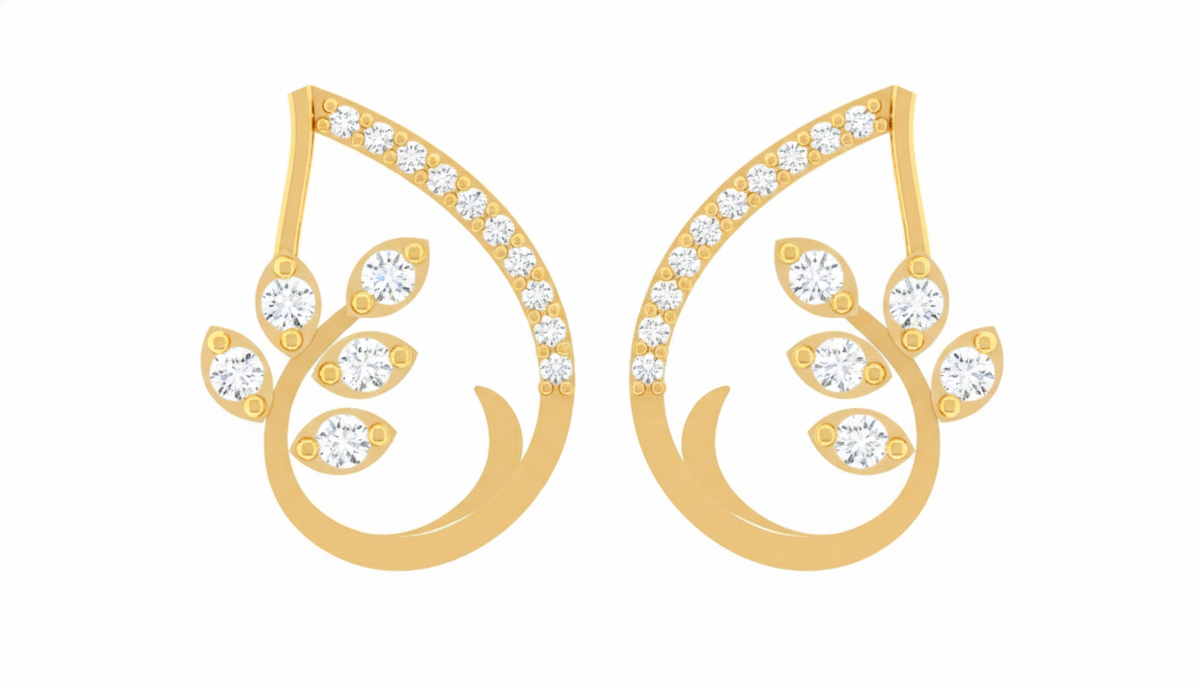 14K Gold & Diamond Women Stud Earring KRI44003E