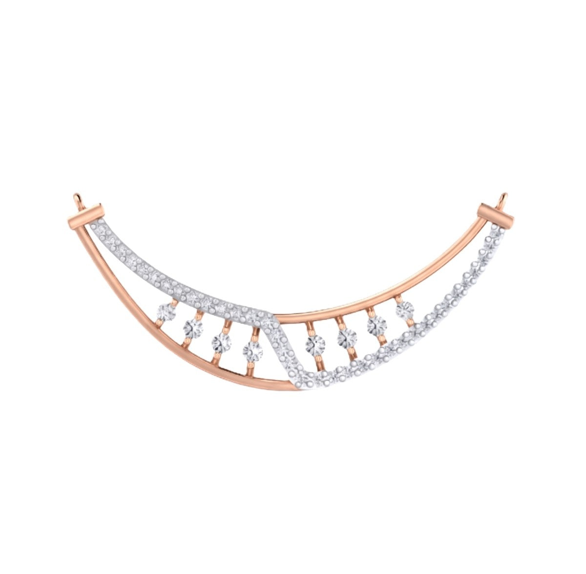 Rose gold & diamond modern mangalsutra on white background
