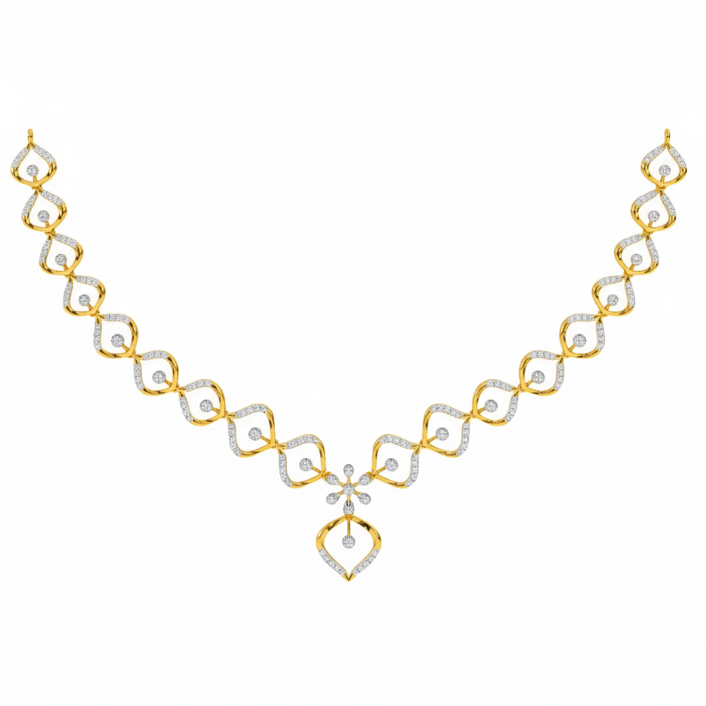 14K Gold & Diamond Dailywear Necklace Set KRH44040N