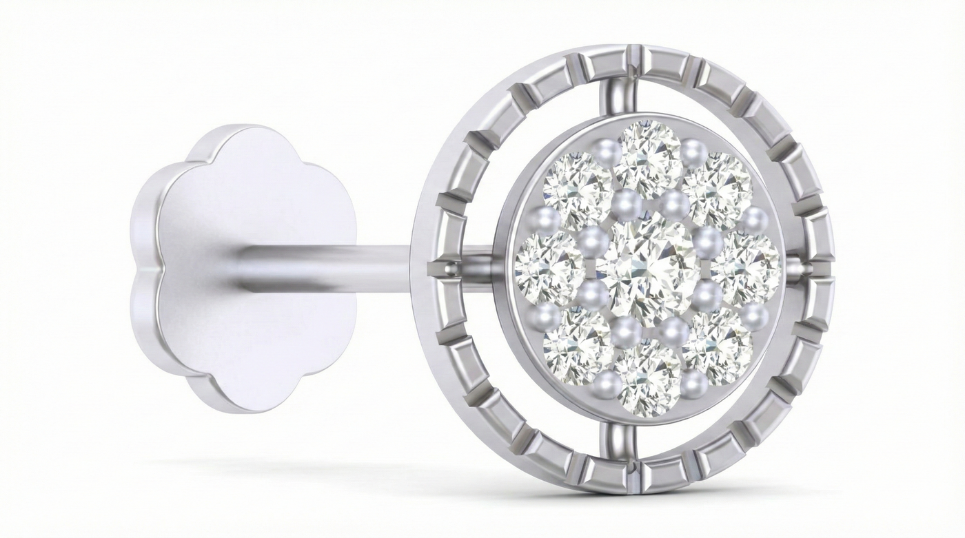 18K Gold & Diamond Round Nose Pin KRA50048