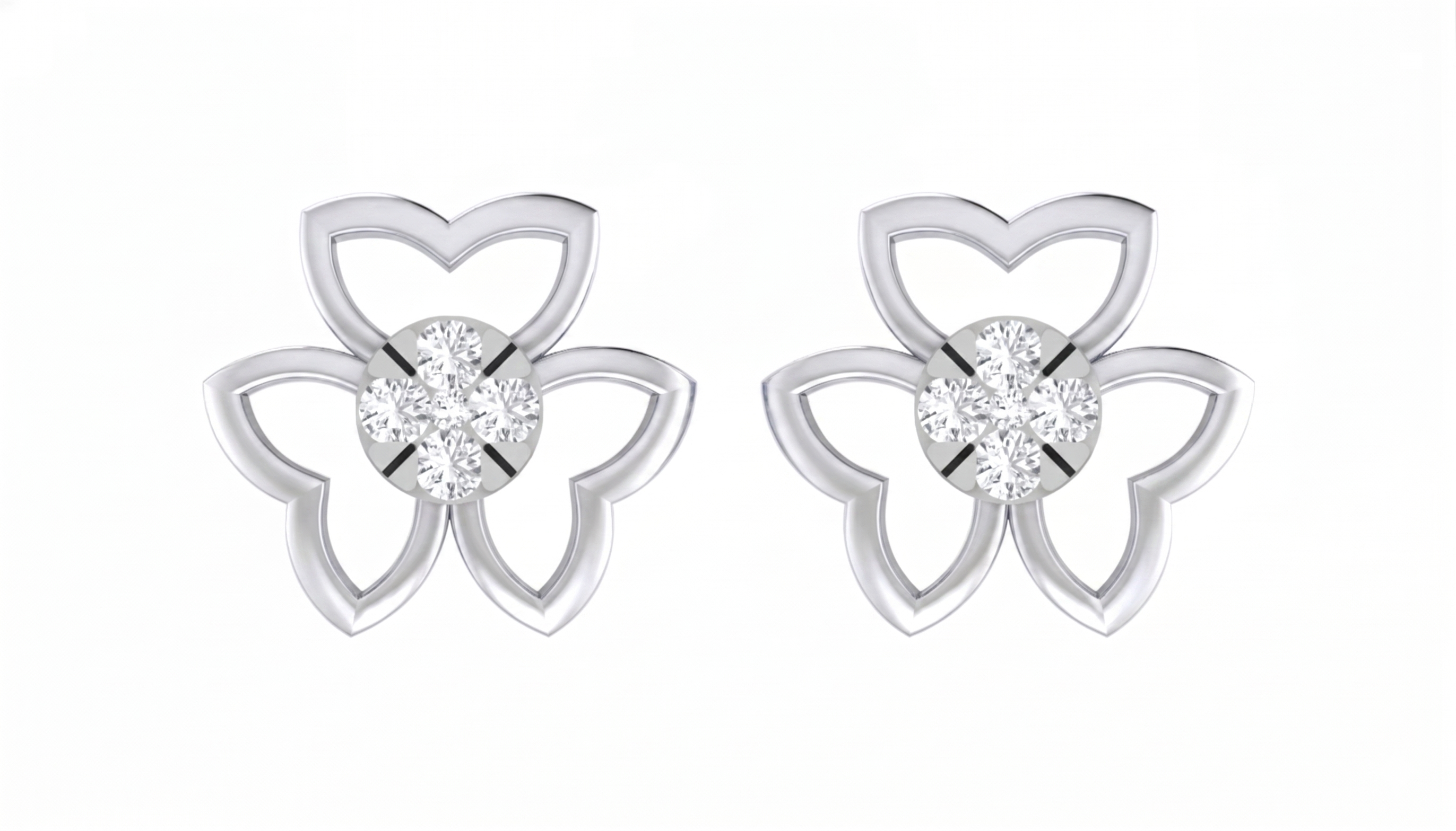 Floral White Gold Diamond Earring | under 40k 