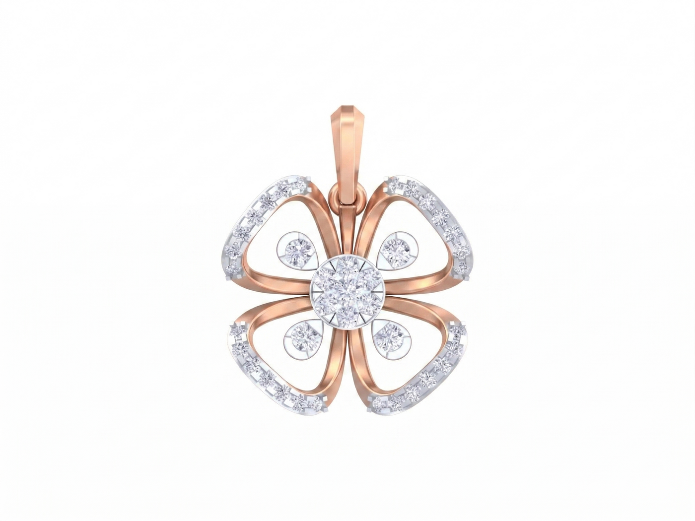 Gold & Diamond Floral Pendant Set KRC40713