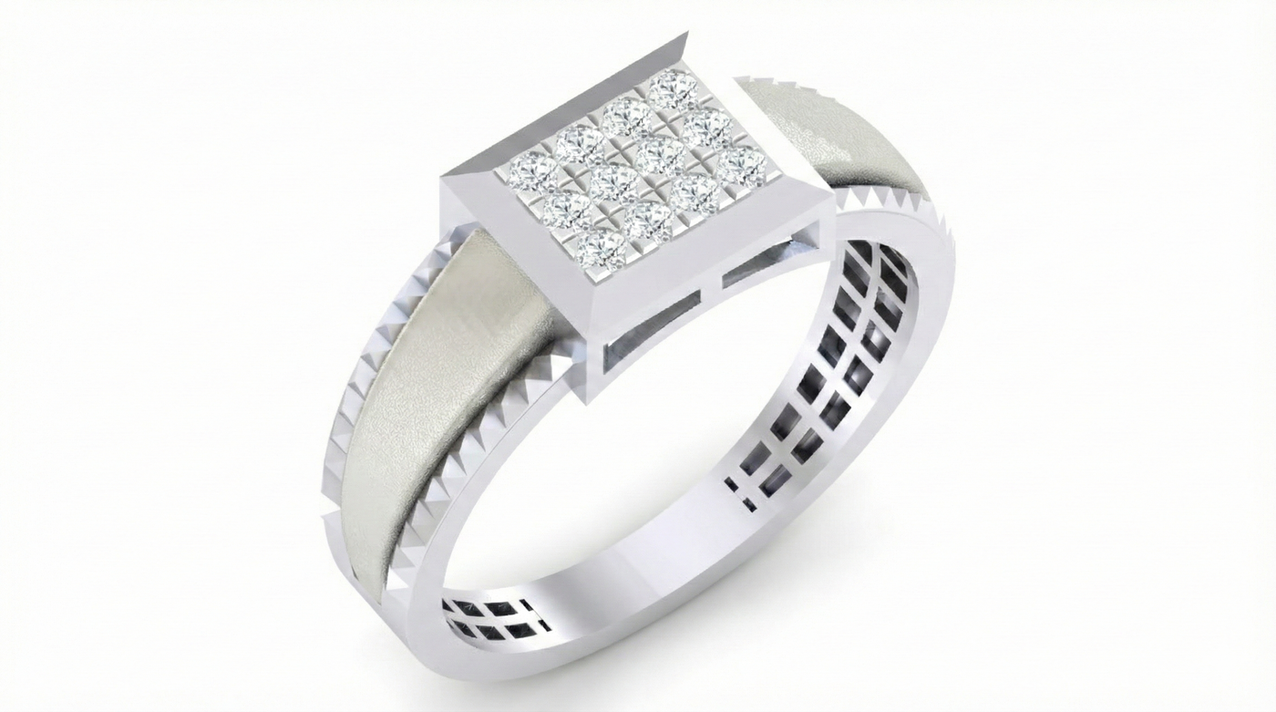 Gold & Diamond Band Ring For Men KRC20114