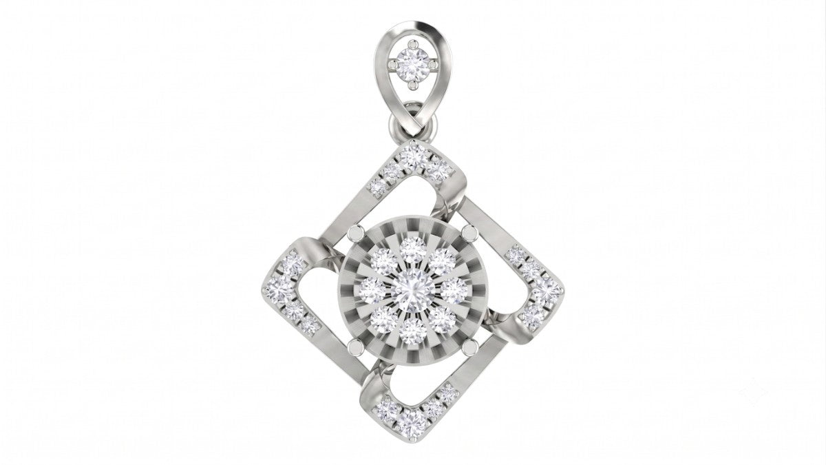 White gold and diamond pendant on white background