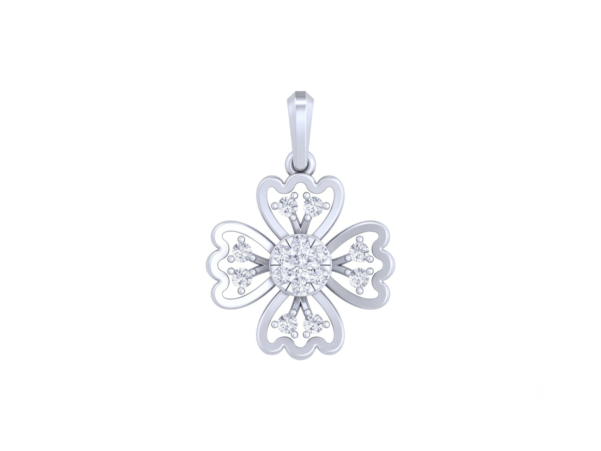 Gold & Diamond Floral Pendant Set KRC40700