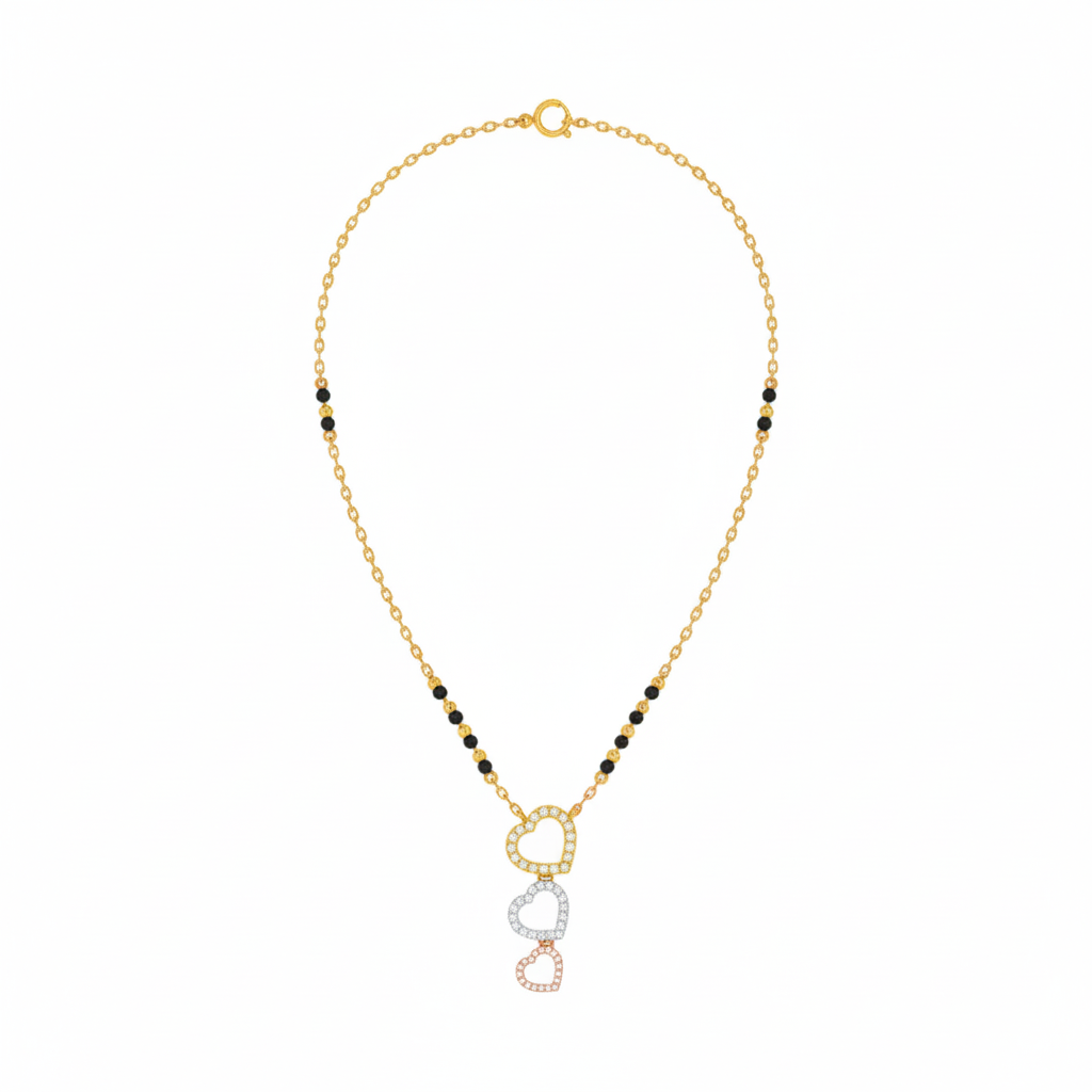 18K Gold & Diamond Heart Mangalsutra For Women KRE90091