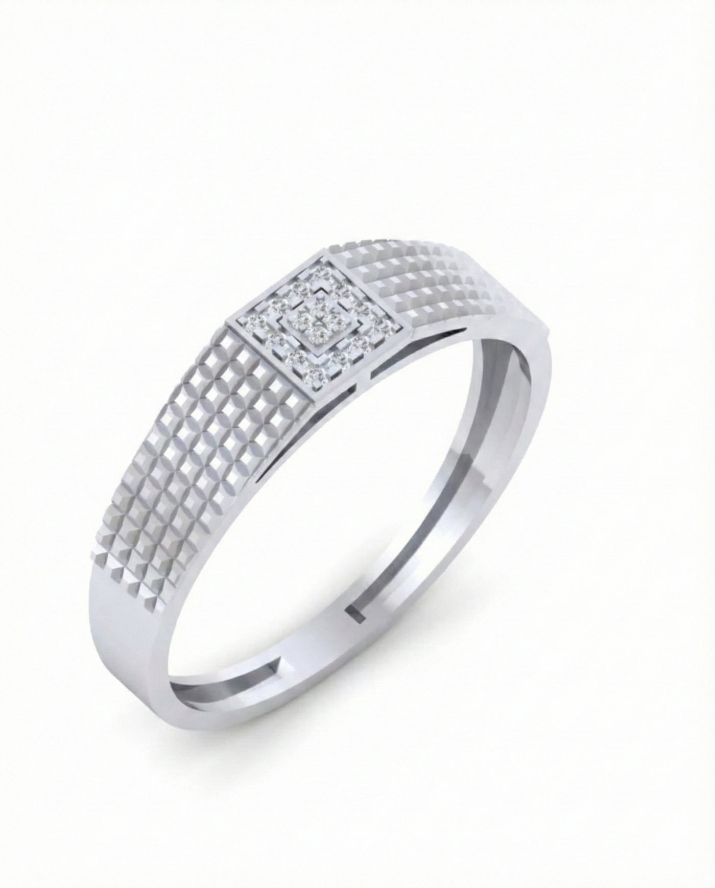 Gold & Diamond Square Band Ring For Men KRC20053