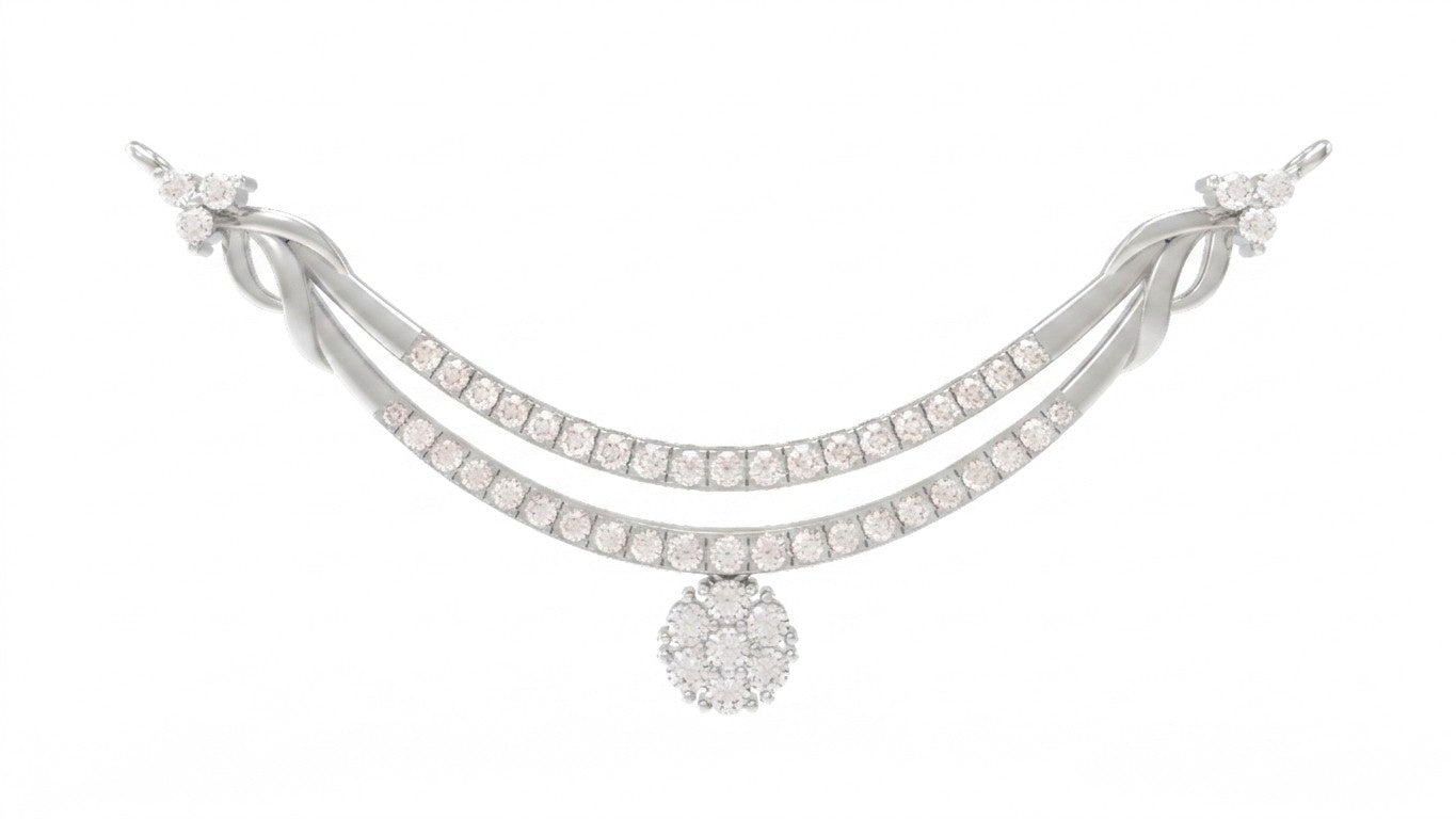 white gold and diamond mangalsutra  on a white background