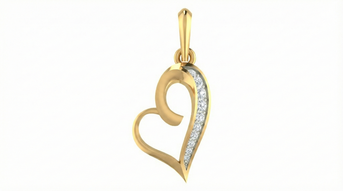 18K Gold & Diamond Heart Pendant Set KRA40144P