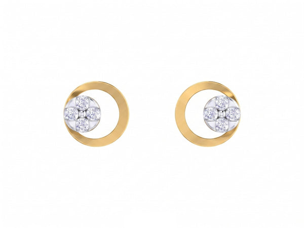 Gold & Diamond Round-Shaped Stud Women Earring KRB30202