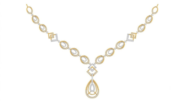 Gold & Diamond Teardrop Necklace Set KRC60134N