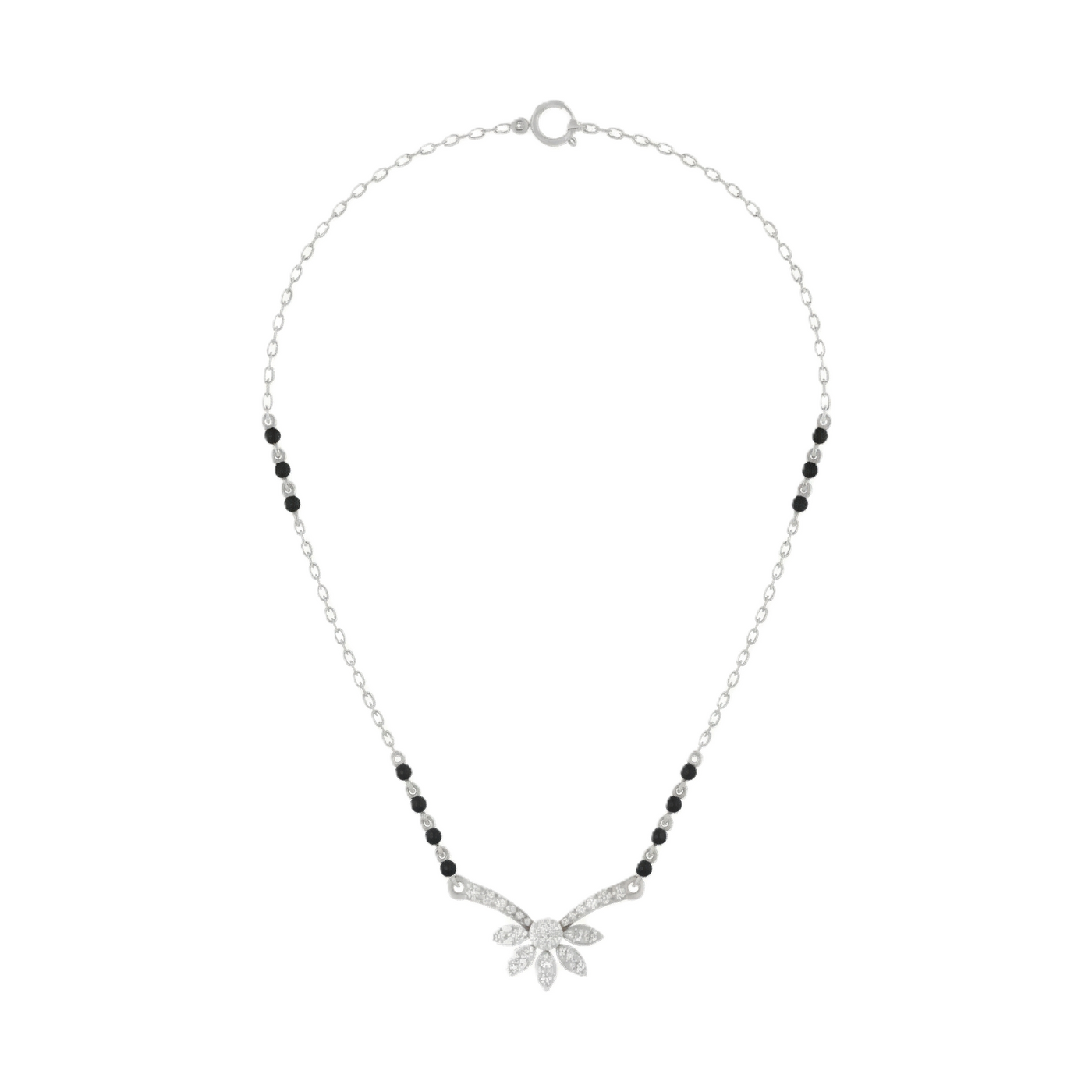 Gold & Diamond Floral Beaded Mangalsutra For Women KRC50144