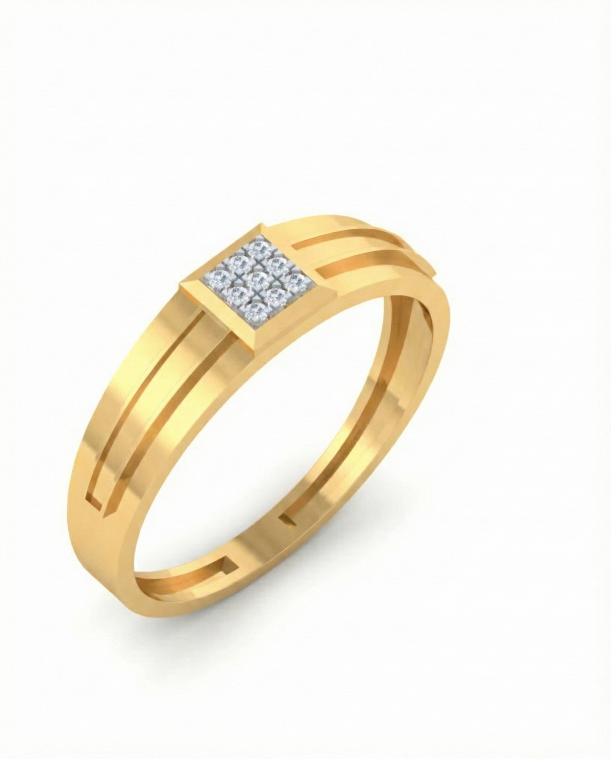 Gold & Diamond Band Ring For Men KRC20037