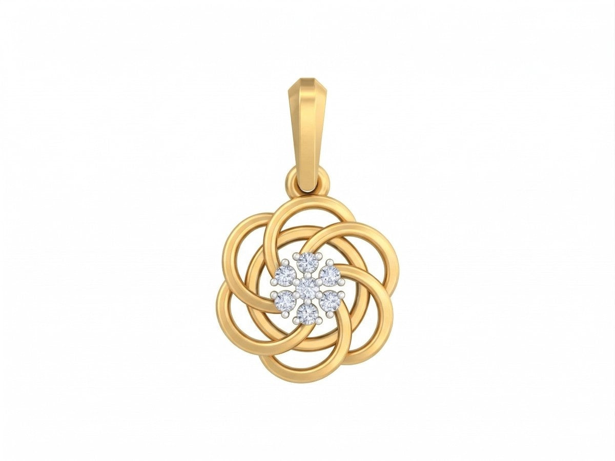 Gold pendant with a diamond on a white background