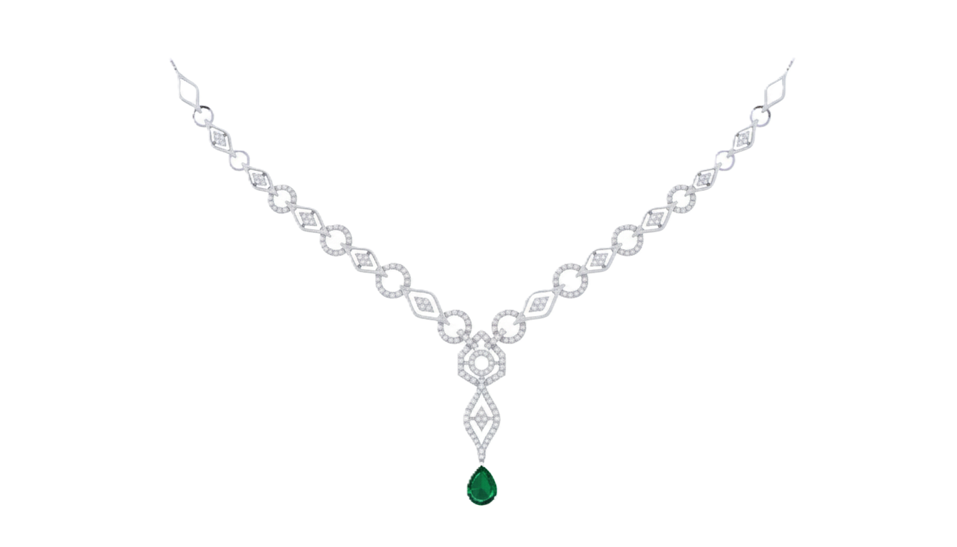 Gold & Diamond Gemstone Necklace Set KRC10106