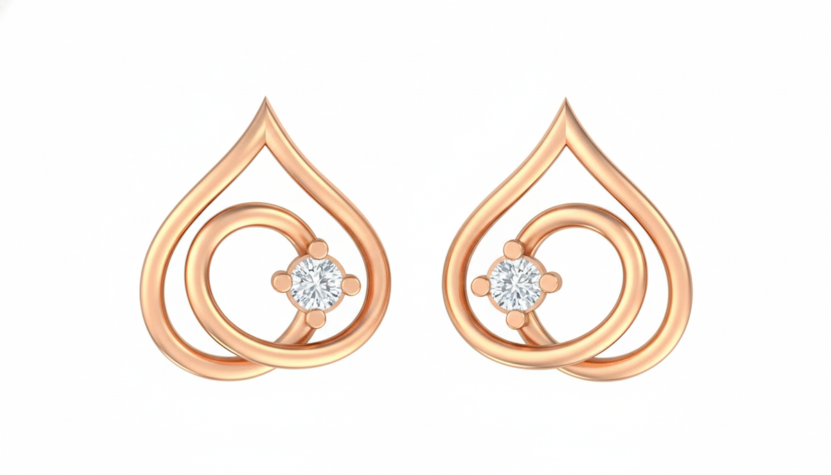 18K Gold & Diamond Women Dailywear Earring KER-42