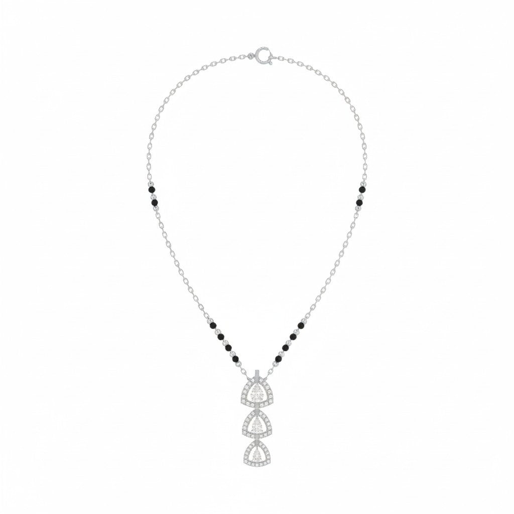 white gold mangalsutra on a white background 