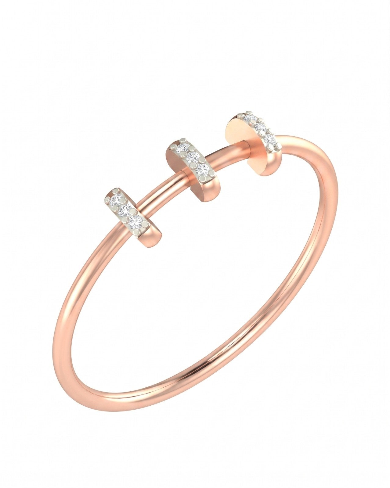 Rose gold bracelet with diamond accents on a white background