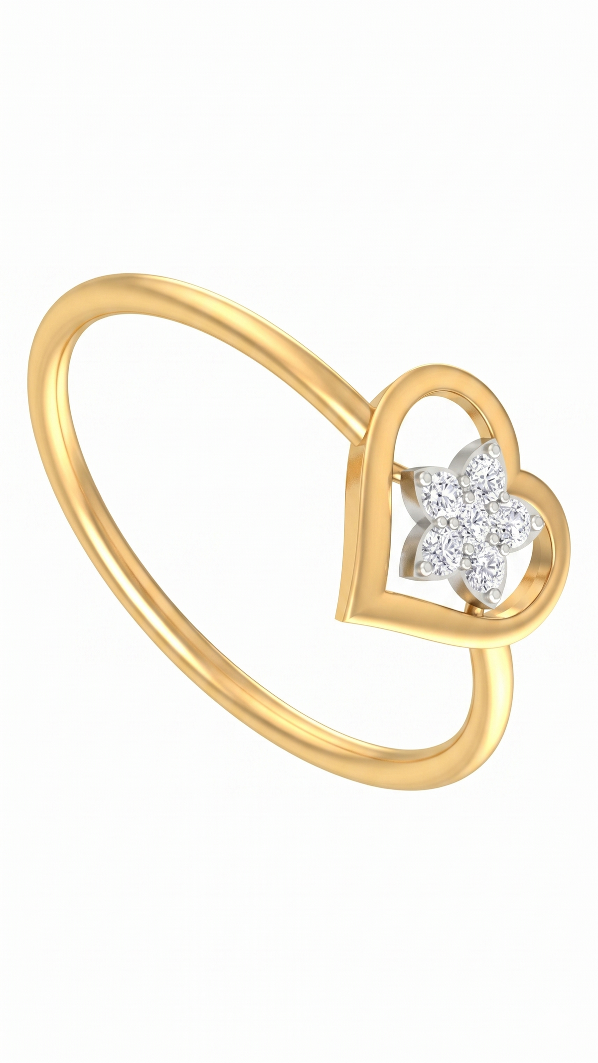 Gold & Diamond Heart-Shaped Ring For Women KRA10633