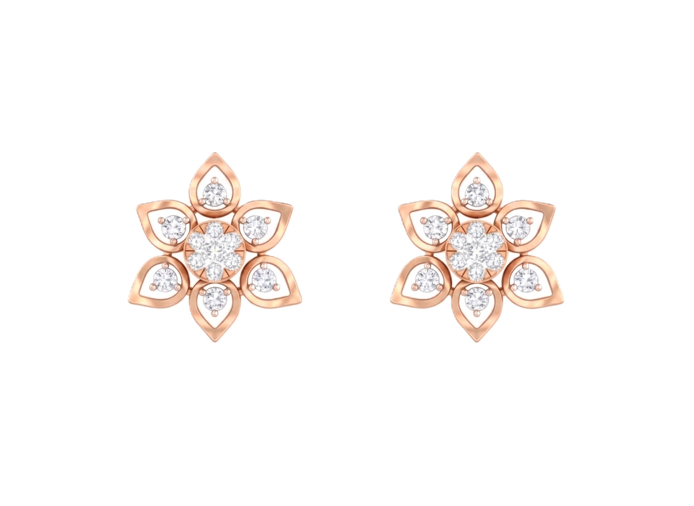 Floral Rose Gold Diamond Earring | under 40k 