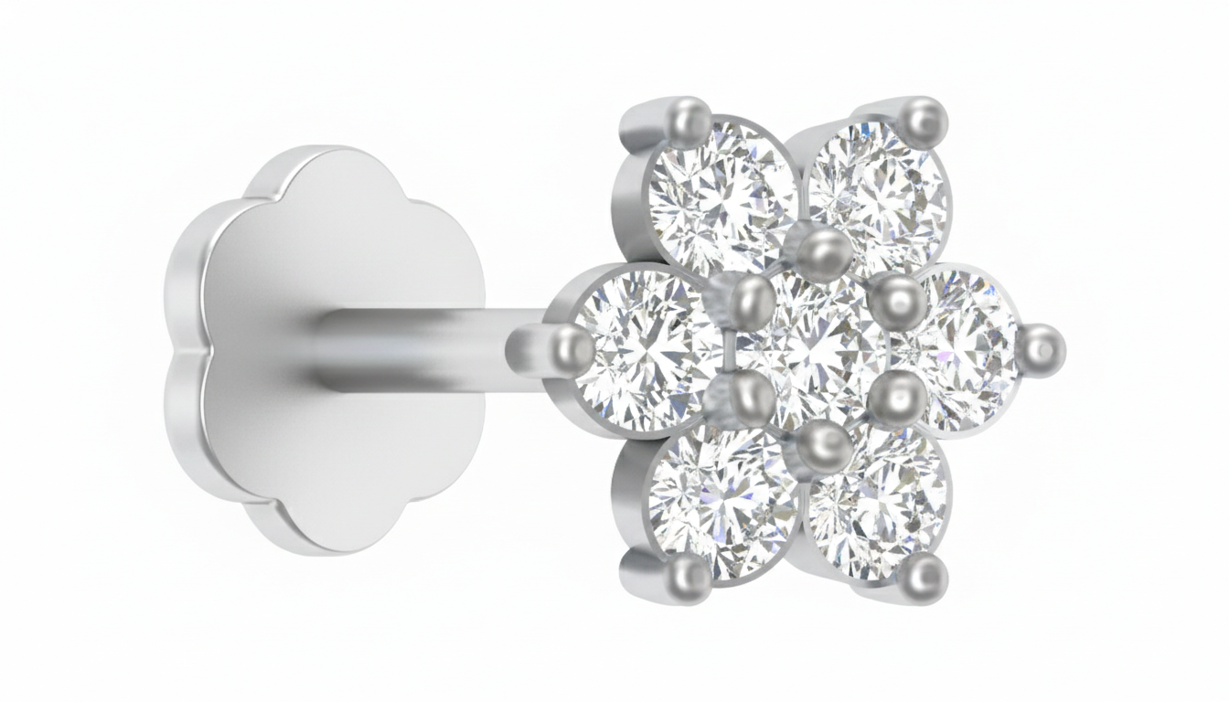 Gold & Diamond Stud Nose Pin KRC80289