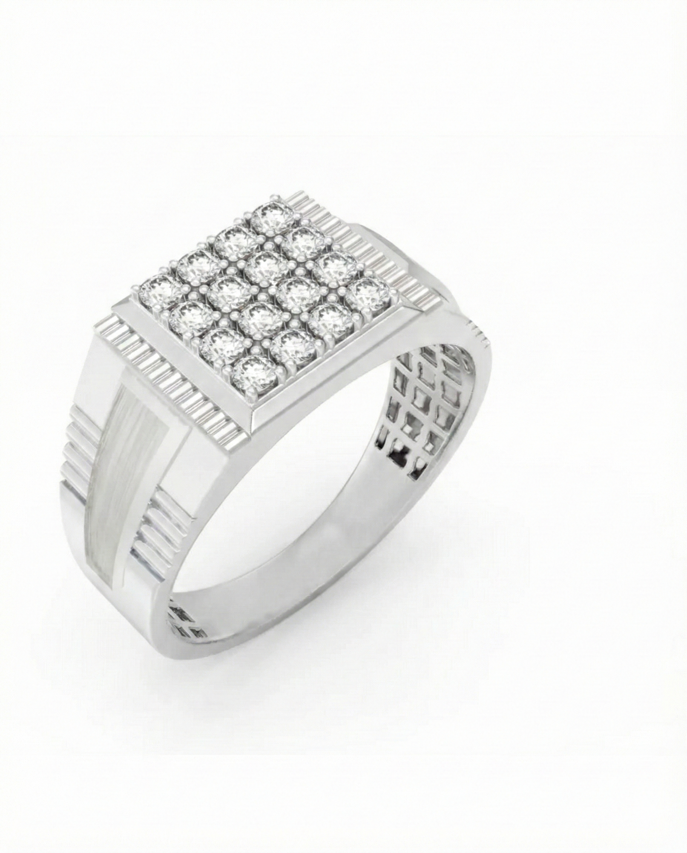 Gold & Diamond Square Ring For Men KRC20222