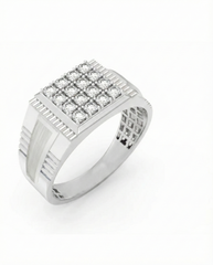 18K Gold & Diamond Square Ring For Men KRC60125