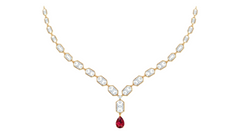 14K Gold & Diamond Gemstone Necklace Set KRH44131NR