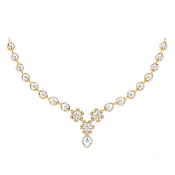 14K गोल्ड और डायमंड डेलीवियर नेकलेस सेट KRH44034N